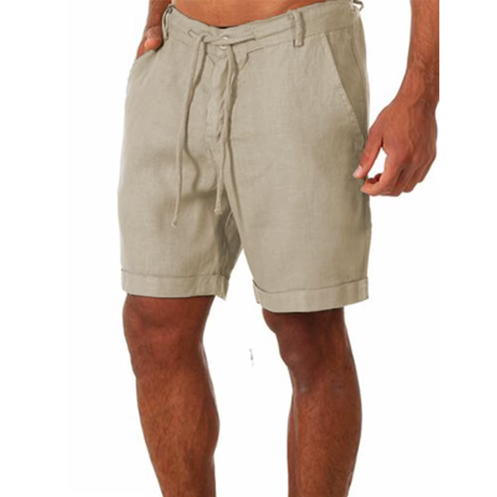 KB nouveaux hommes coton lin shorts pantalons mâle été respirant couleur unie lin pantalon Fitness S