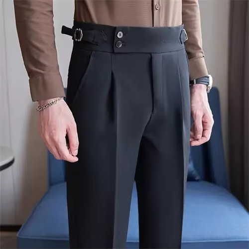 Pantalon de costume bleu marine pour hommes, pantalon blanc noir, gris kaki, pantalon Slim à la mode