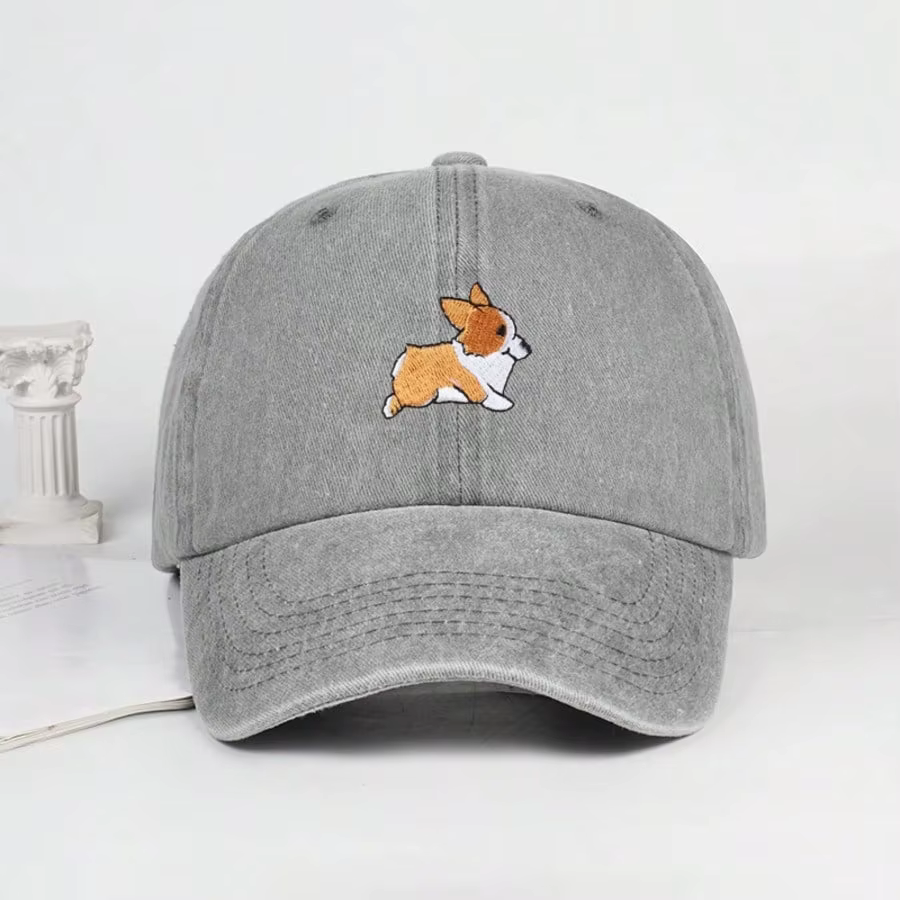 Casquette de baseball brodée corgi pour hommes et femmes, chapeau de protection solaire pour voyage 
