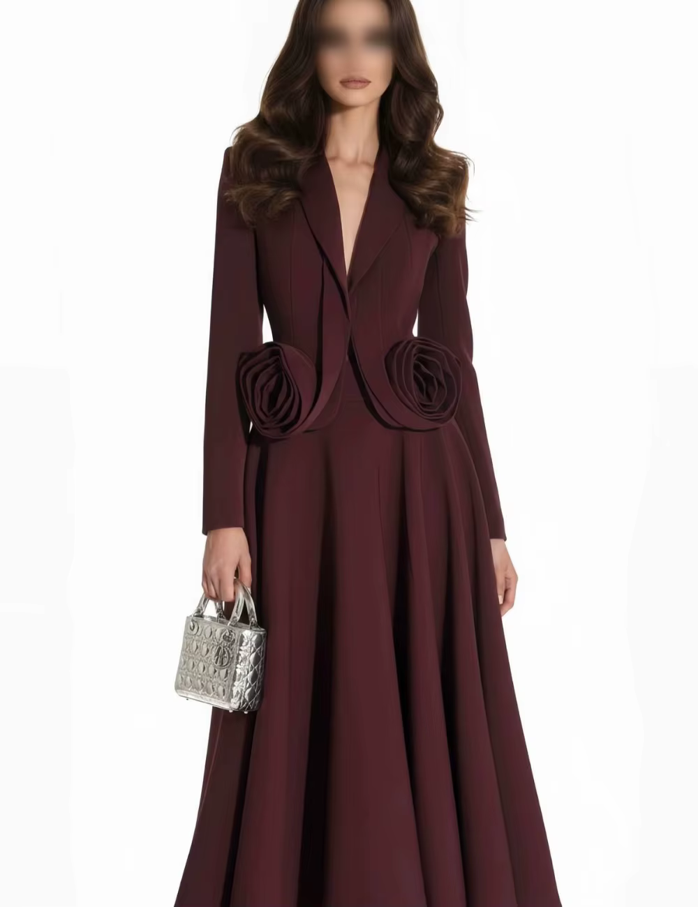 Robes longues de soirée personnalisées, style moderne, jersey bordeaux, plissé à fleurs fait main, c