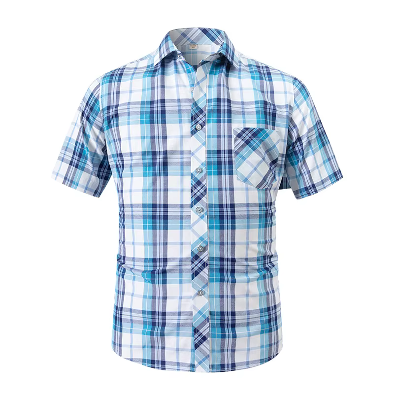 Chemise à manches courtes pour hommes, design de loisirs, robe mince à carreaux, chemises sociales f