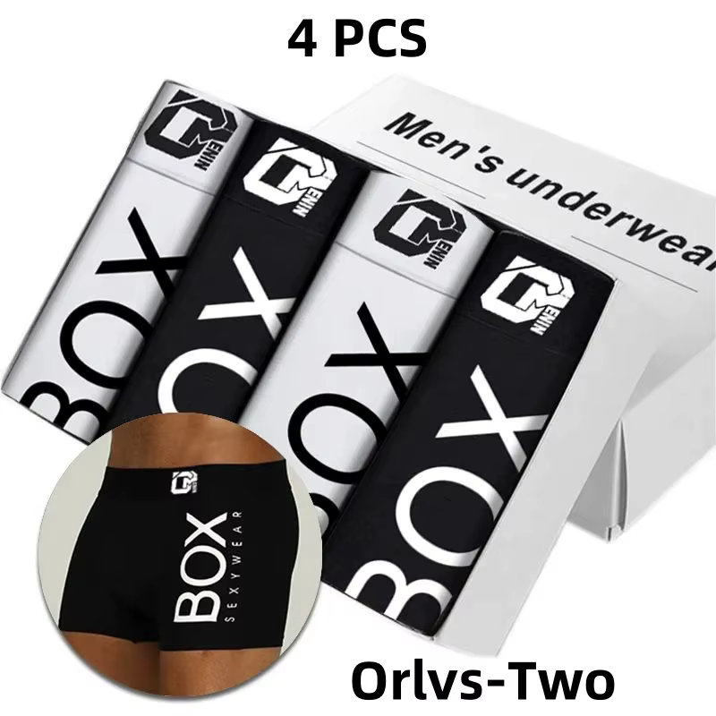 Orlvs-deux 4 pièces homme caleçons Boxershorts coton hommes boxeurs mâle sous-vêtements respirants h