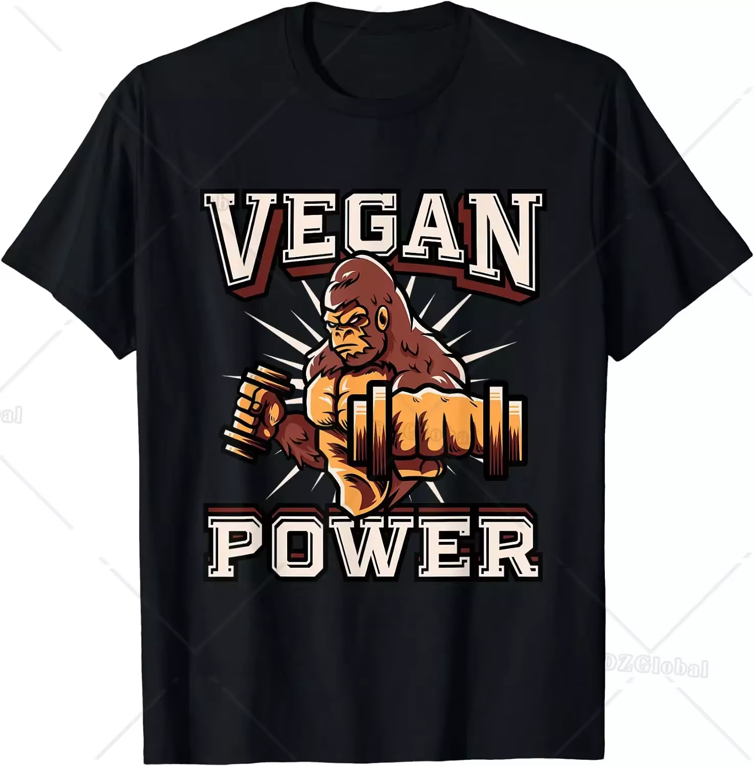 Vegan Power-T-shirt d'entraînement à manches courtes pour hommes et femmes, Économie graphiques clas