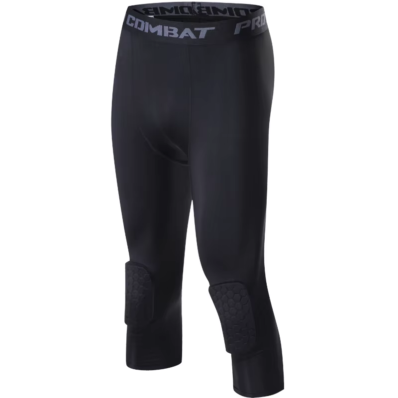 Pantalon court de sport pour hommes, Leggings de course rembourrés, jogging, Compression élastique, 