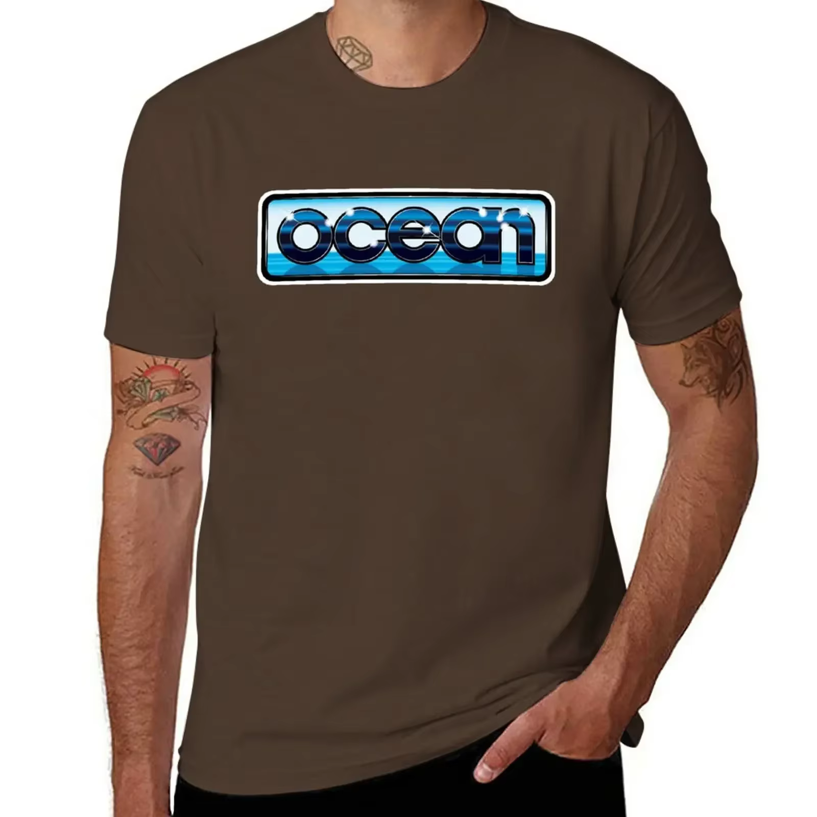 Logo Ocean Software des années 80-T-Shirt Loisirs de haute qualité 100% (Amiga, C64, Amstrad, teur)