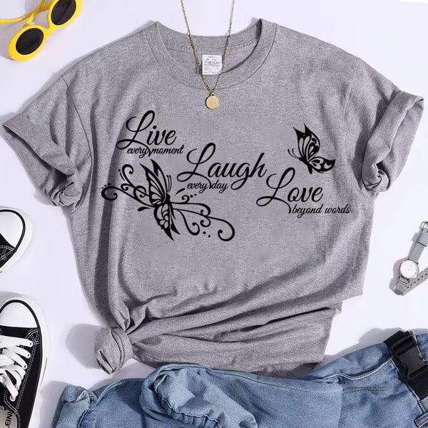 T-shirt à manches courtes et col rond pour femme, estival et décontracté, à la mode