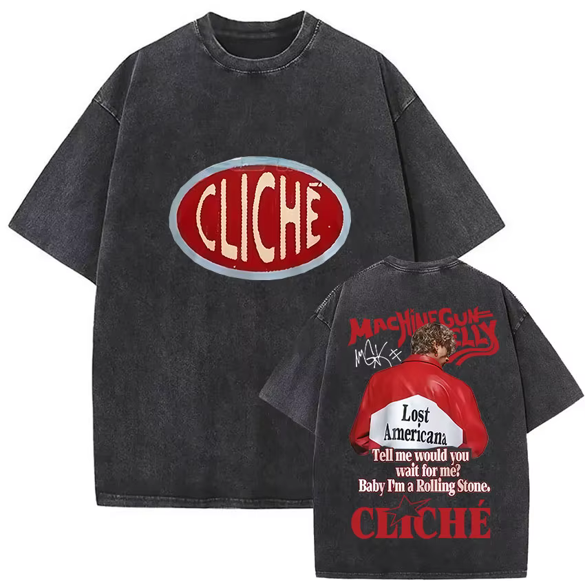 Rappeur MGK perdu Americana Tour 2025 T-shirts mitrailleuse Kelly Vintage lavé graphique T-shirt hom