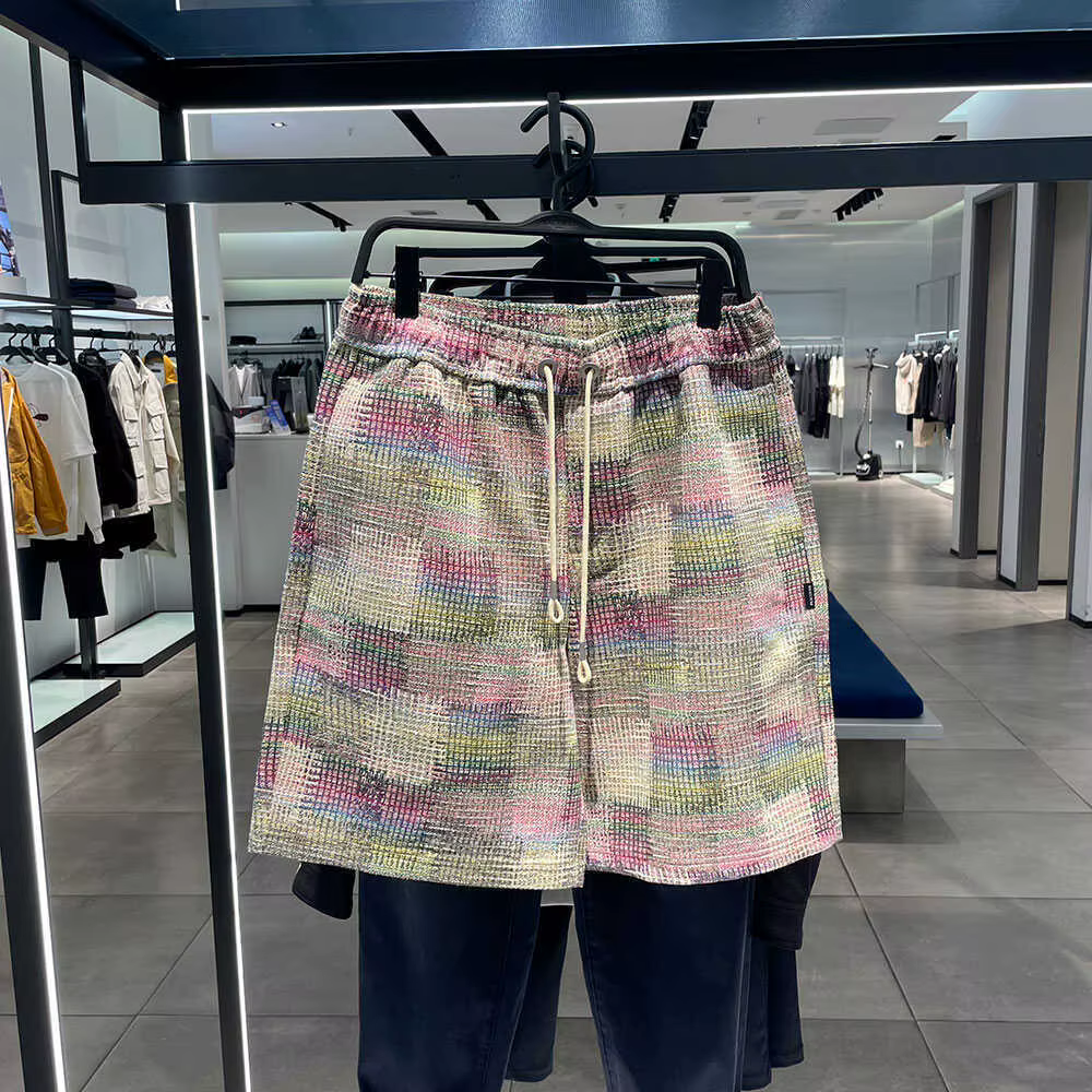 Shorts en tricot de haute qualité style streetwear pour homme, motif floral et à carreaux, collectio