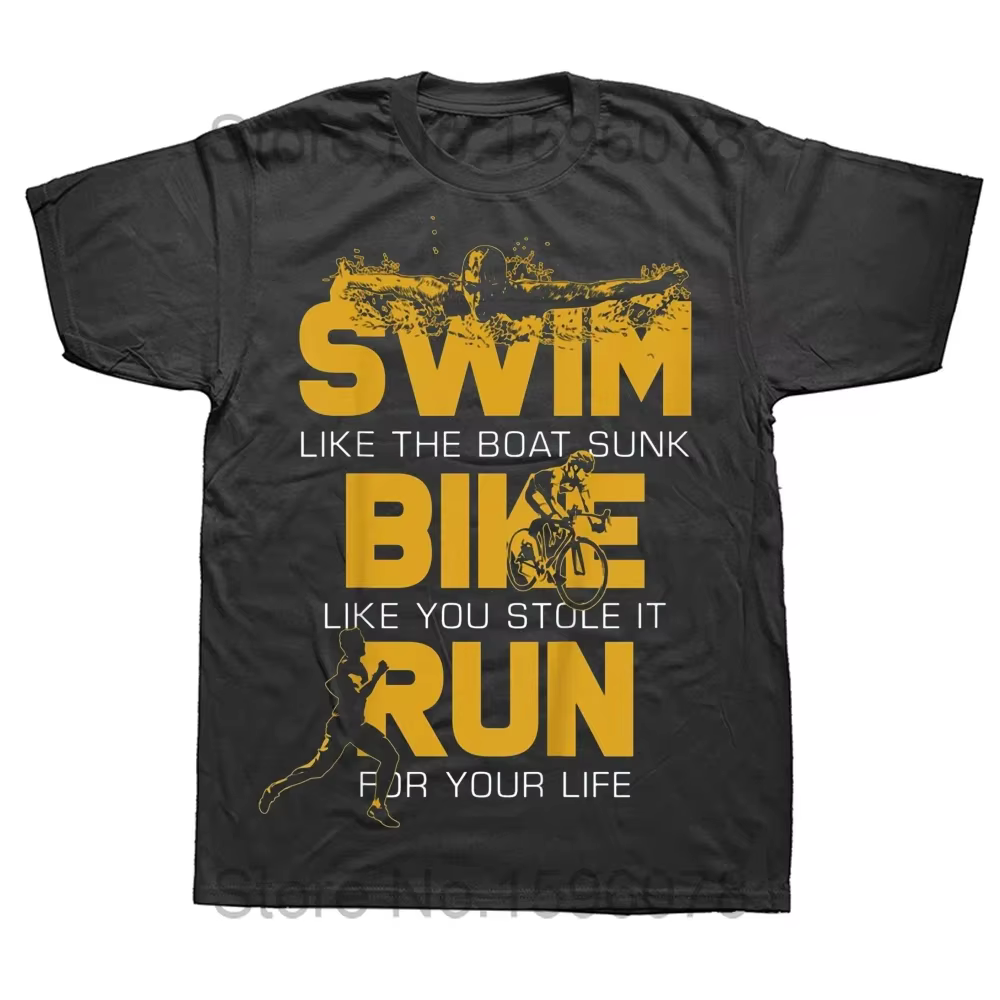 T-shirt manches courtes pour homme, Streetwear, Triathlon, baigneuses, vélo, course, cadeaux d'anniv