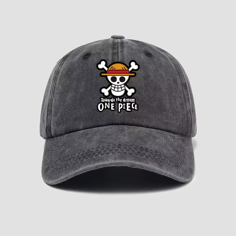 Casquette de baseball en coton doux imprimée One Piece, casquette à visière unisexe, motif dessin an
