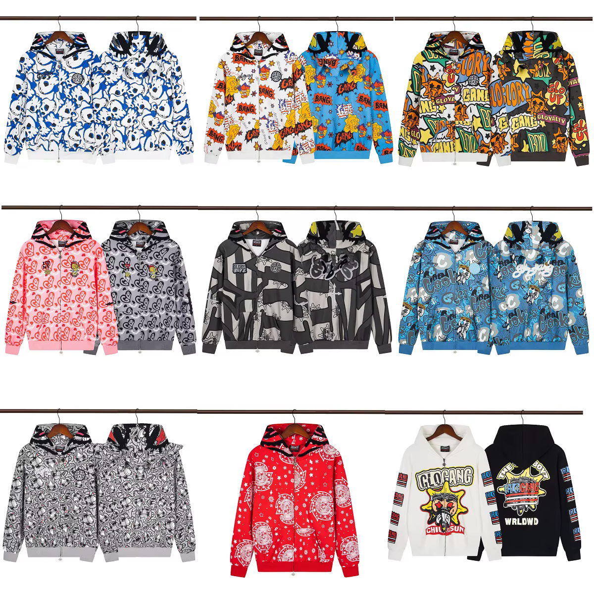 Glo Gang The Glory sweat à capuche zippé complet Camouflage Cardigan hommes femmes 1:1 meilleure qua