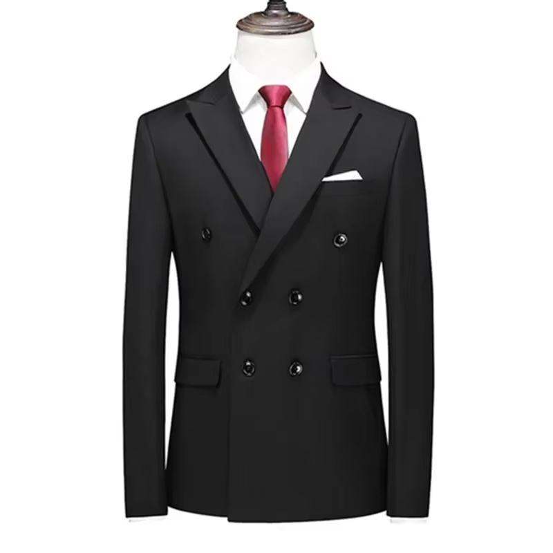 Costume de smoking croisé pour homme, style mode 2026 / Vêtements décontractés coréens coupe ajustée