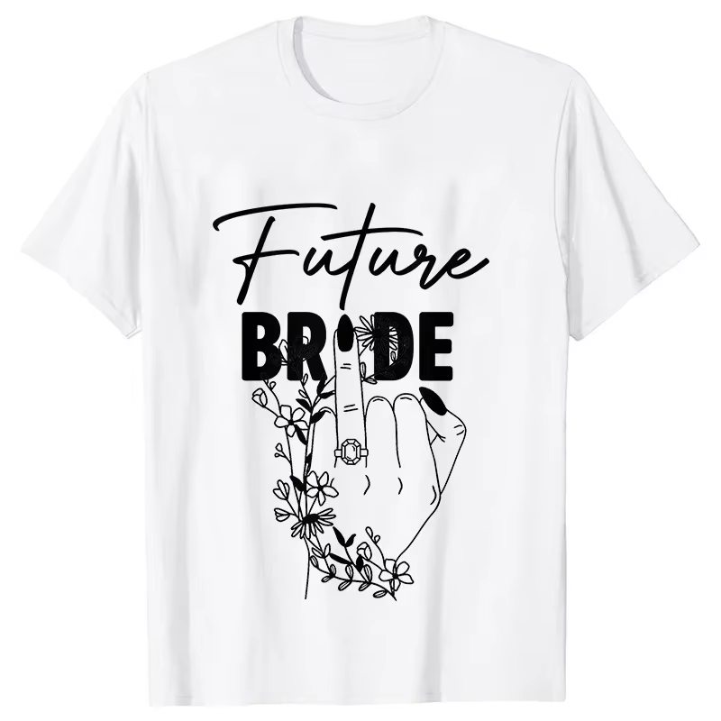 T-shirt Femme Future Team Bride Squad pour Enterrement de Vie de Jeune Fille Y2K, Blouse de Mariage 