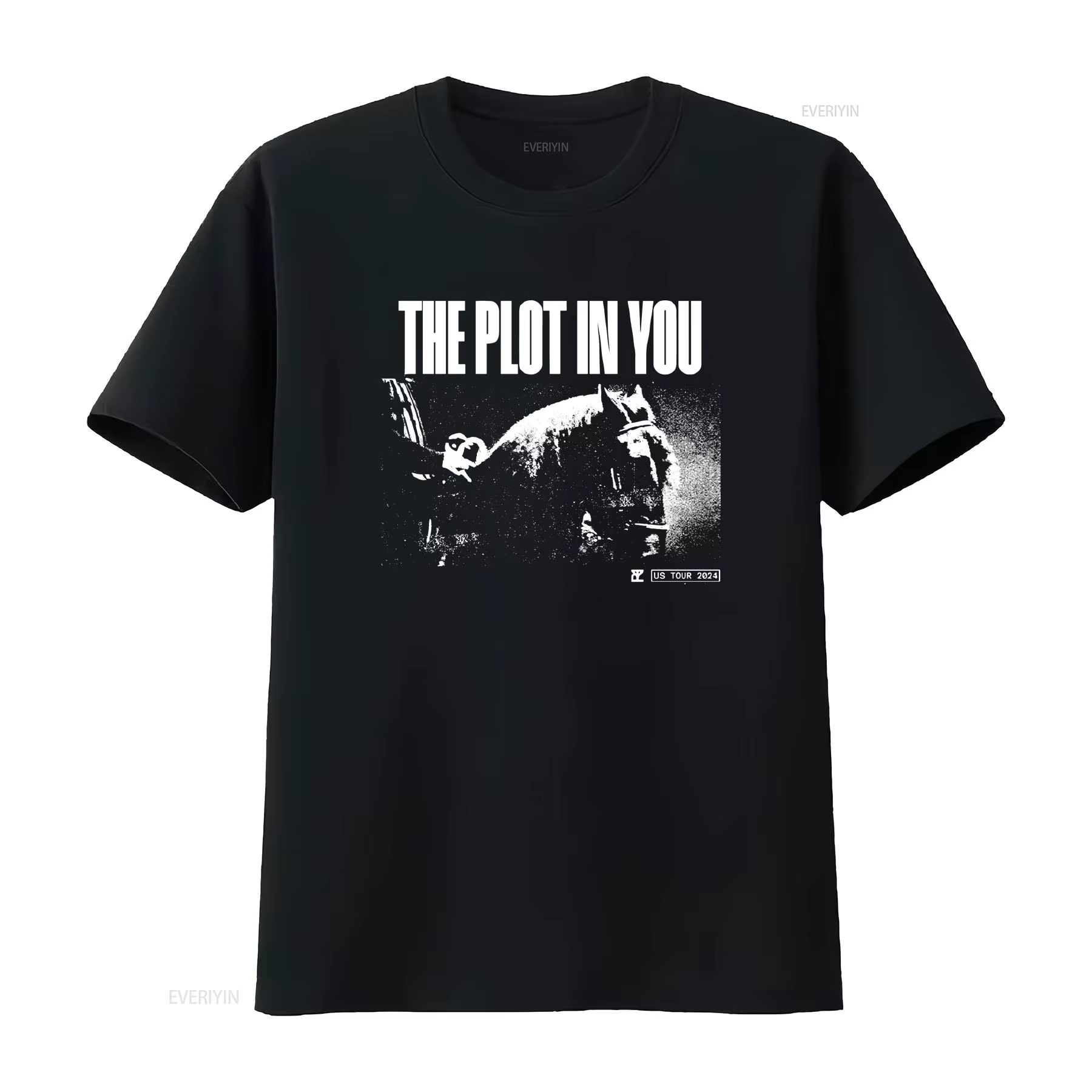 T-shirt The Plot in You Fall 2024 Tour noir S-5XL 1B0263 vintage délavé légèrement vieilli pour le q