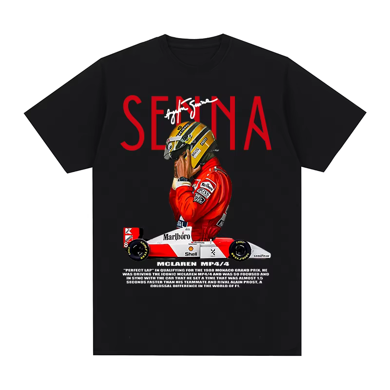 T-shirt brésilien Ayrton Senna pour hommes et femmes, en pur coton respirant, avec graphique Vintage