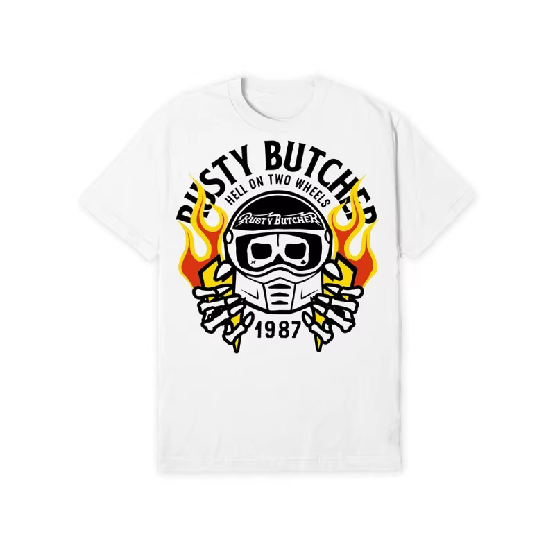 T-shirt manches courtes Harley, en coton, vintage américain, RustyButcher Biker, Ride West Coast, te