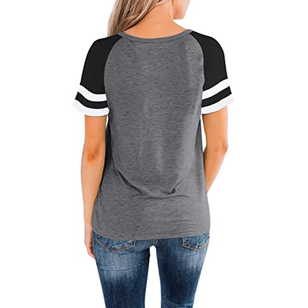 Nouveauté été 2026 pour femmes : T-shirt décontracté à manches raglan rayé – Tissu doux, coupe décon