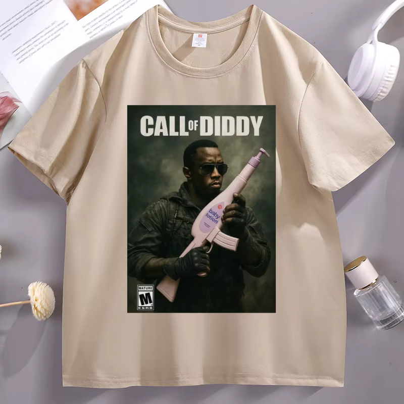 T-shirt Call of Diddy pour hommes et femmes, parodie de jeu vidéo, graphique, décontracté, col rond,