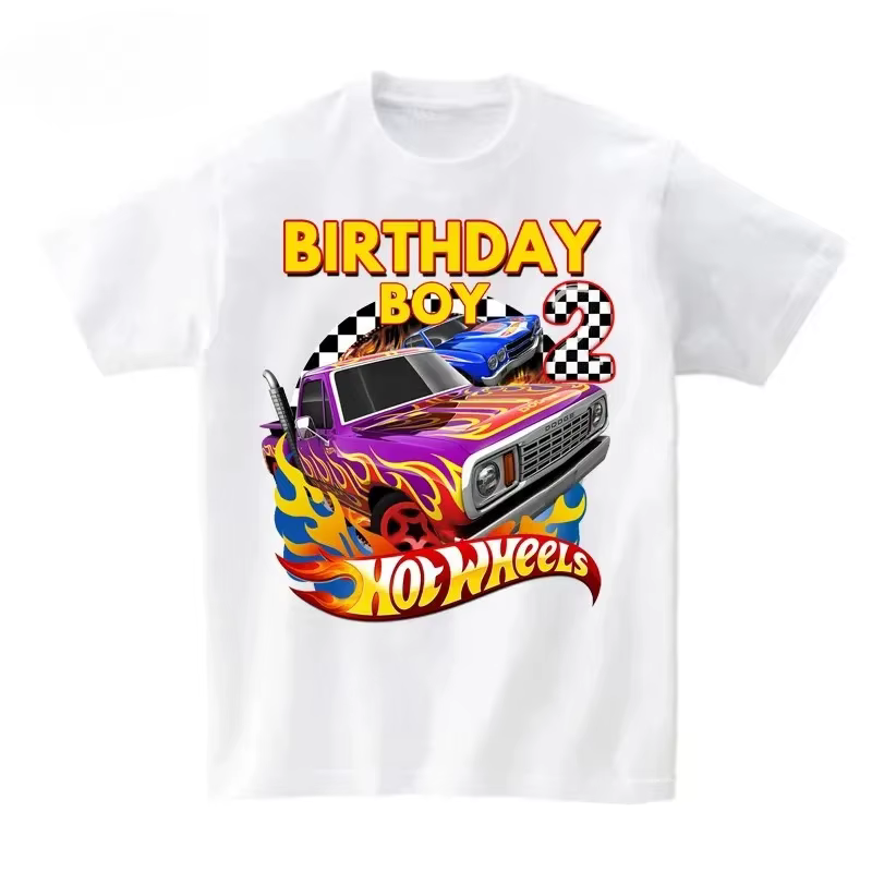 Hotwheels anniversaire t-shirt enfants garçons chemises pour famille correspondant vêtements fête fi