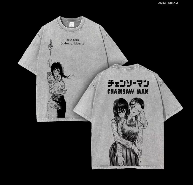 Mitaka Asa tronçonneuse homme Manga T-Shirt Vintage lavé mode Y2k T-Shirt pour vêtements pour hommes