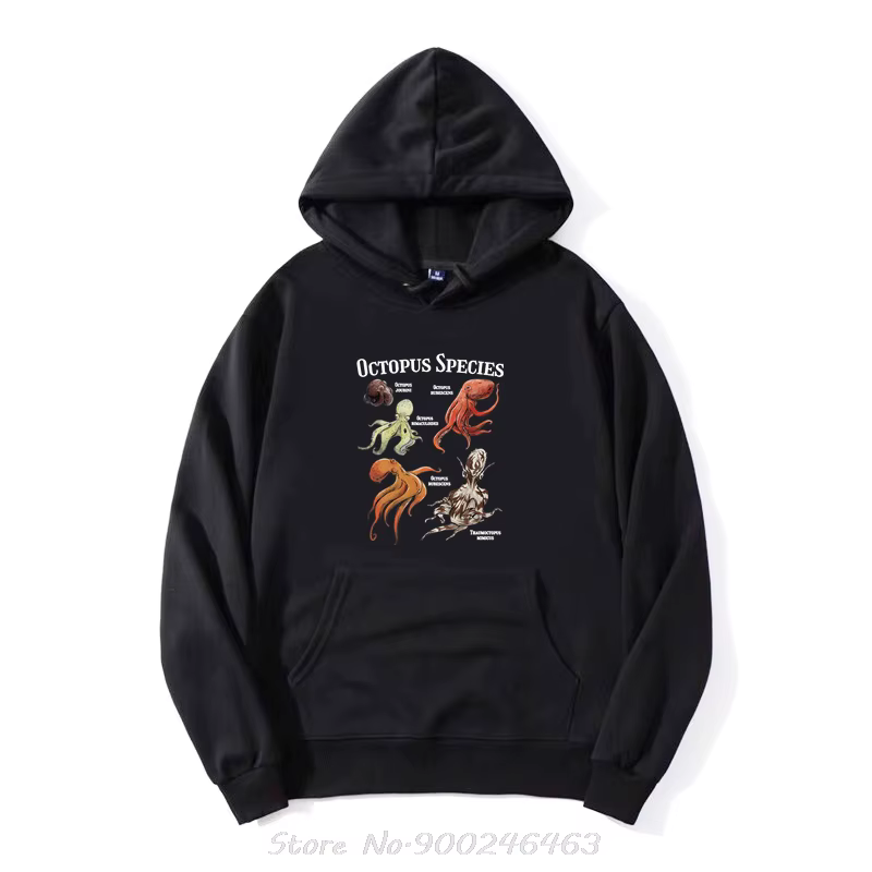 Sweat à capuche poulpe marine, espèces de poulpe, plongée marine, col rond, en coton, décontracté, s