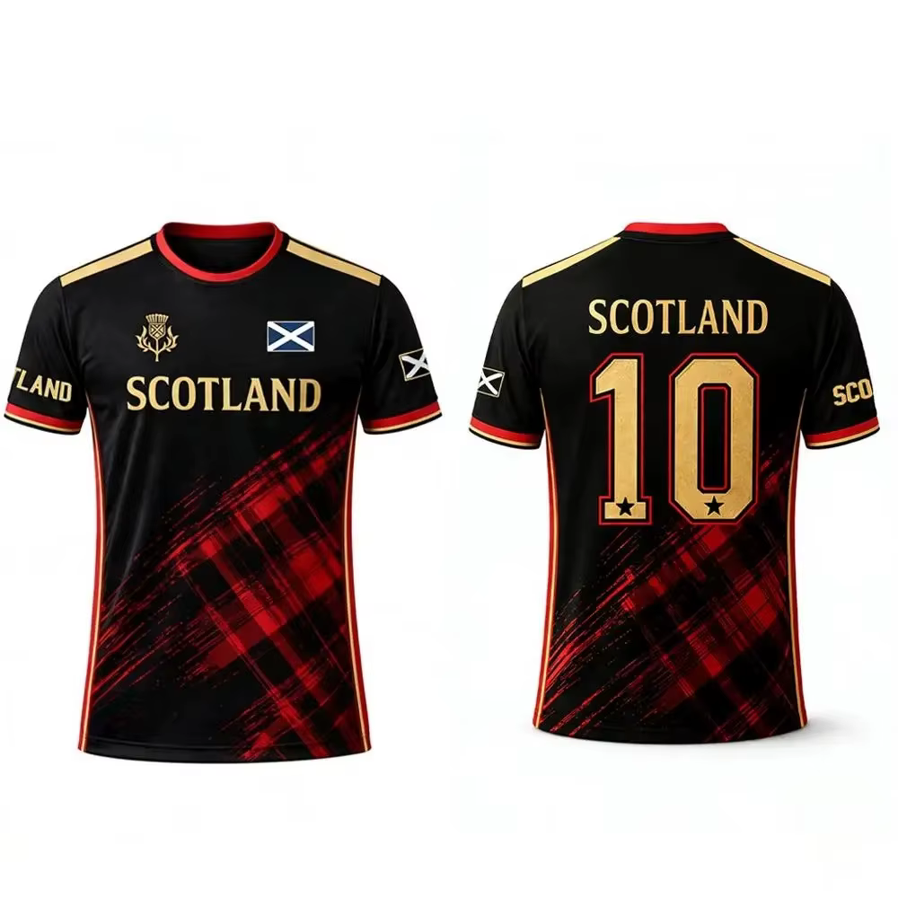 T-shirt pour homme imprimé en 3D avec drapeau écossais, maillot de football sportif respirant et à s
