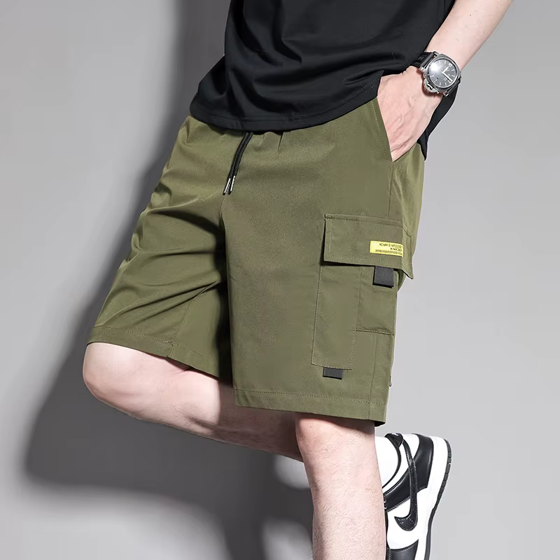 Shorts de travail cargo pour hommes, taille élastique, style européen, amples, décontractés, pour l'