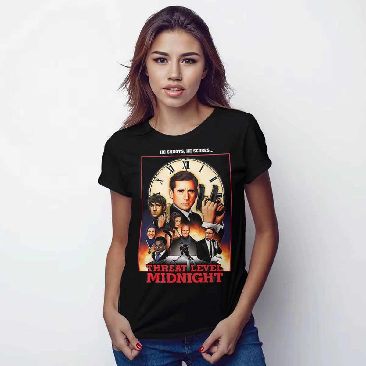 T-shirt The Office TV Threat Level Midnight, T-shirt d'été ample et respirant pour hommes et femmes