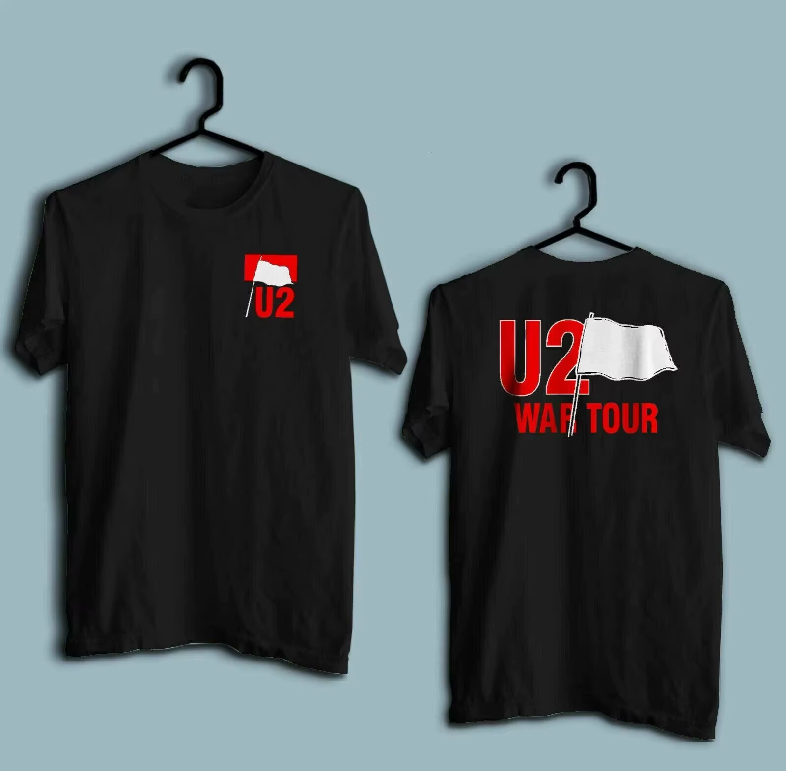 Le groupe de musique U2 War Tour unisexe T-Shirt noir cadeau Fan taille S-3XL est pour hommes et fem