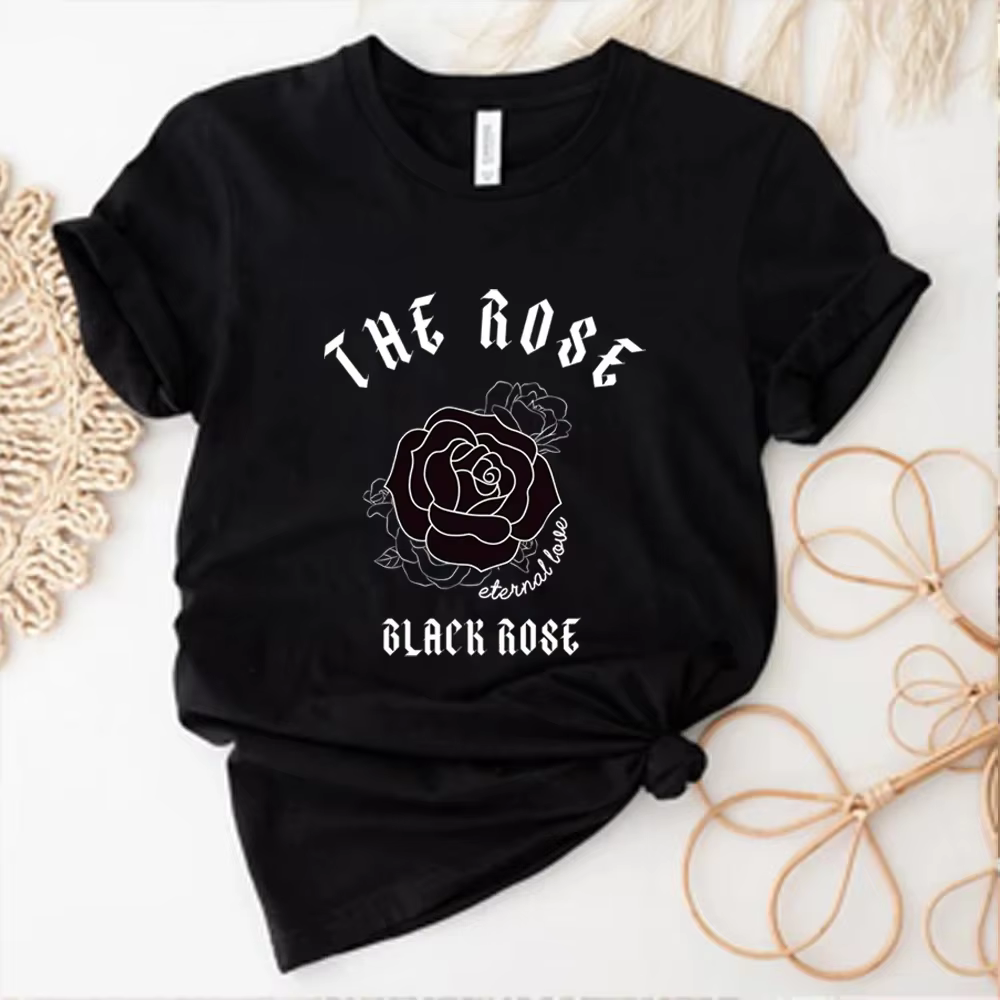 Rétro la Rose Kpop chemises Kpop Concert chemise k-pop t-shirts coréen Rock hauts Y2k haut noir Rose