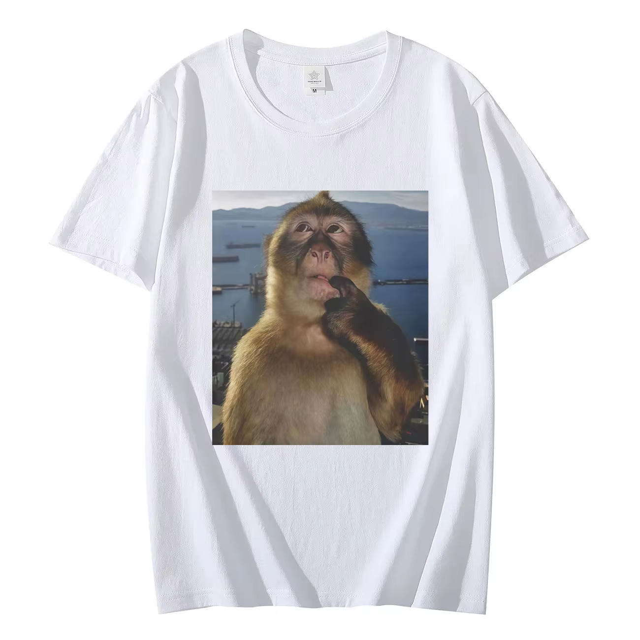 Homme drôle pensée singe Meme T-shirt décontracté graphiques femmes coton T-shirt ample à manches co