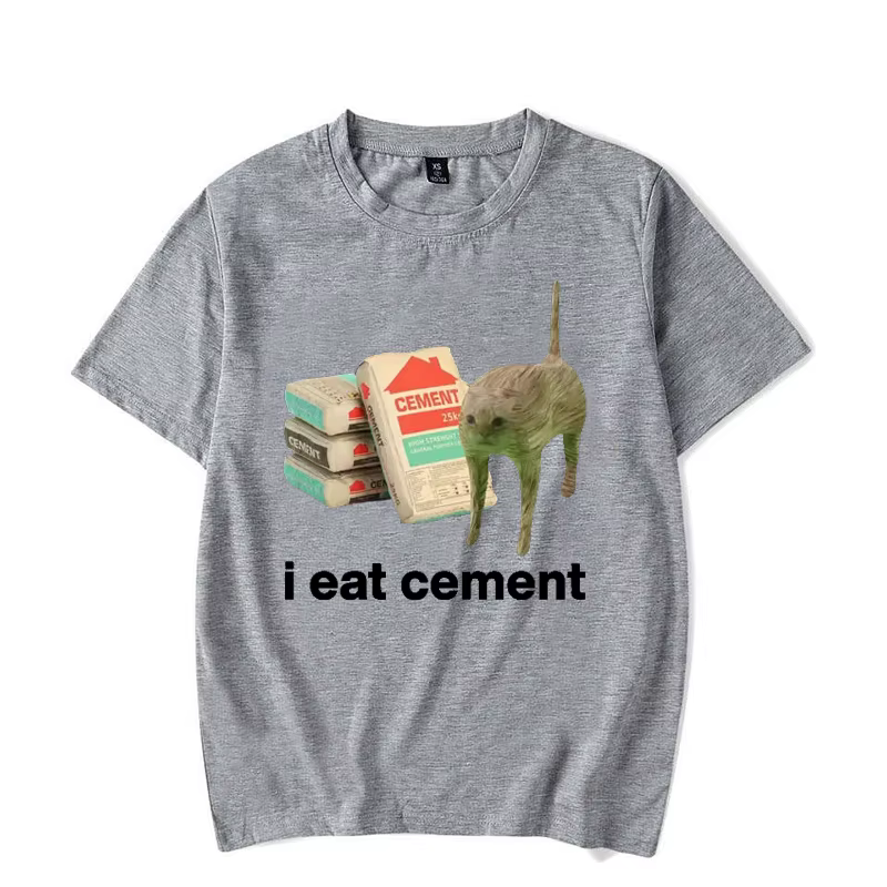 Je mange du ciment chat malte drôle Meme t-shirt pour hommes femmes mode décontracté à manches court