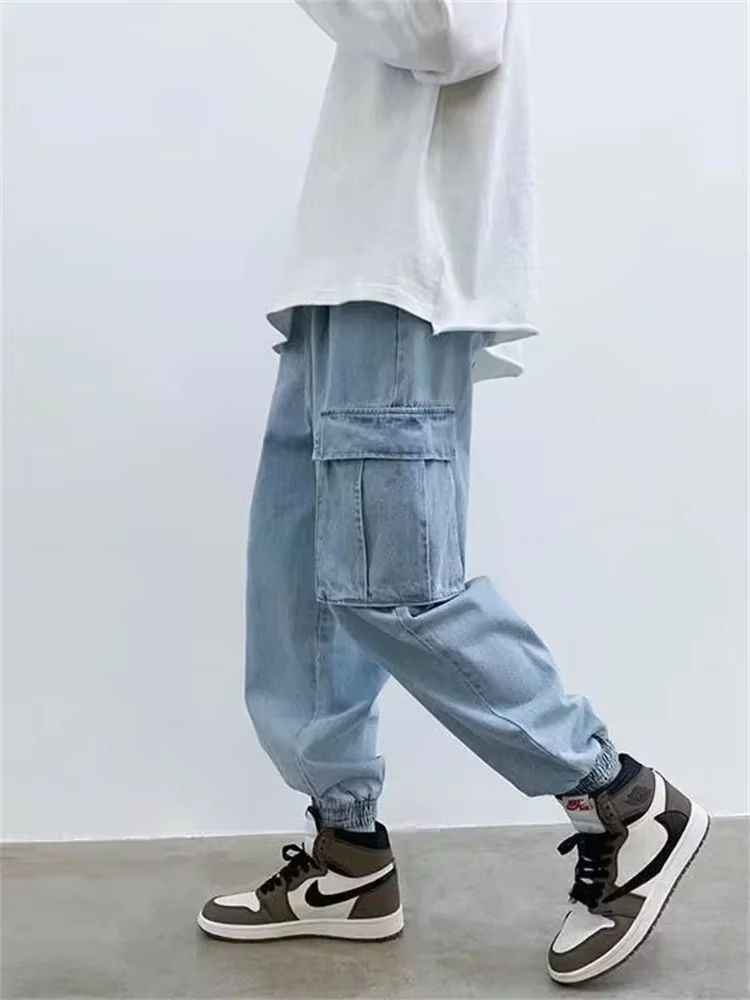 Hommes jean Baggy Hip Hop jean Multi poches Skateboard Cargo jean pour hommes tactique Joggers Denim