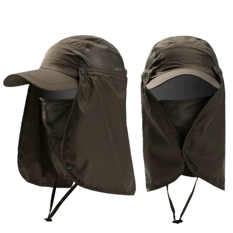 Casquette de pêche d'été avec Protection du cou, chapeau de Protection solaire à séchage rapide, cou