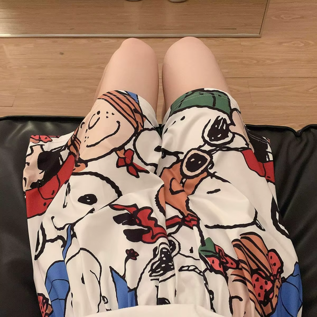 Pantalon de pyjama court à motif Snoopy Anime, décontracté, ample, grande taille, pantalon de pyjama