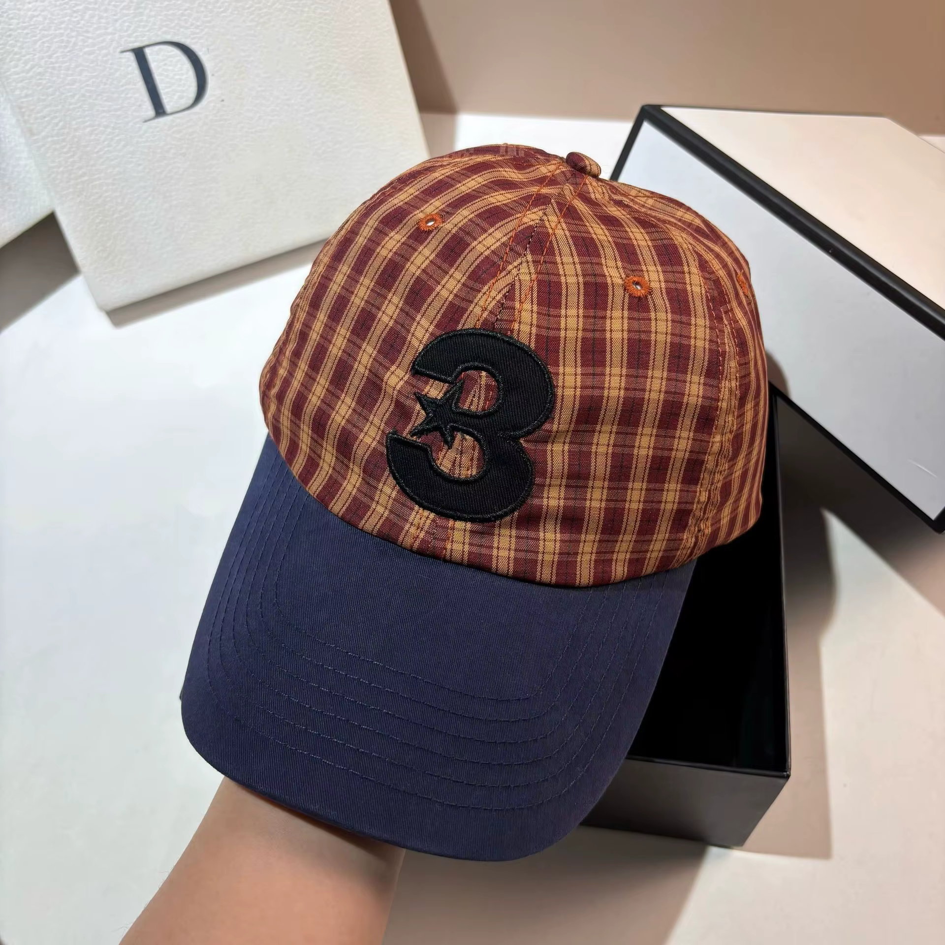 Casquettes de baseball de luxe à carreaux pour hommes et femmes, en coton patchwork, unisexe, pour a