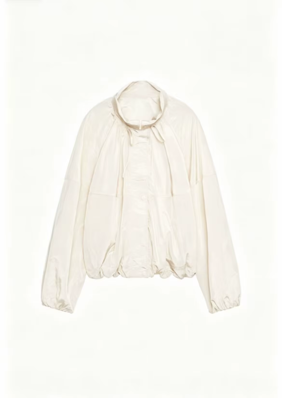 Veste en nylon plissée à col montant et manches longues couleur macaron pour femme – Nouvelle collec