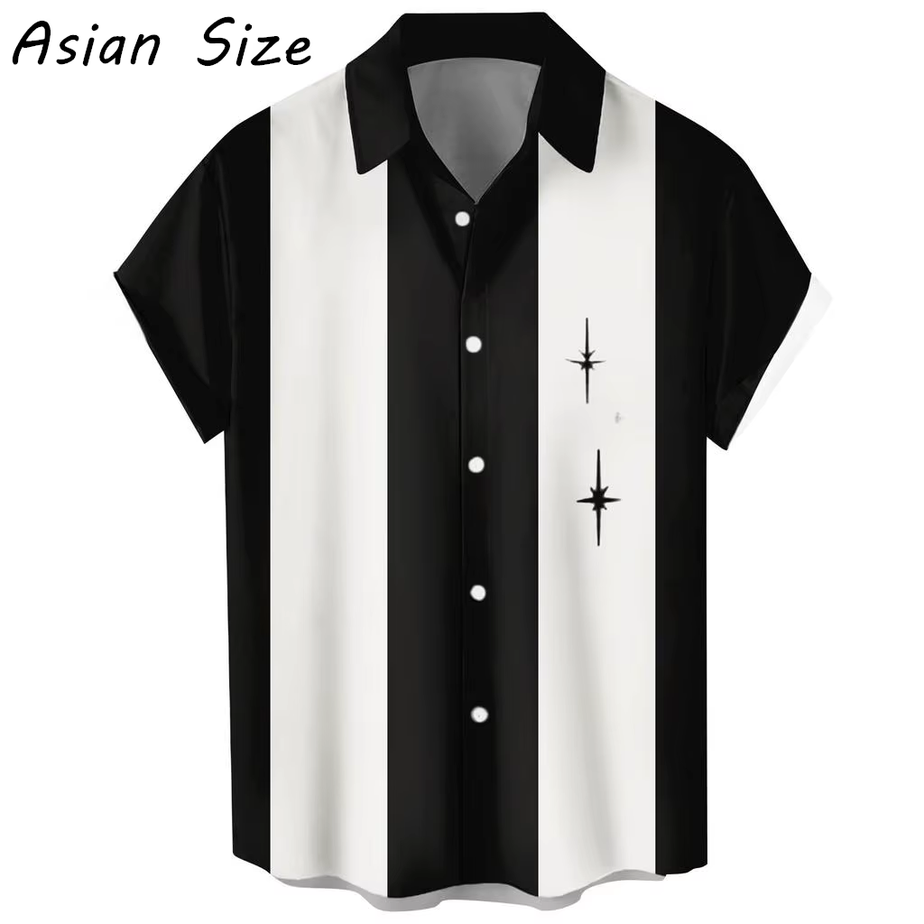 Chemises pour hommes à rayures simples, style color block, manches courtes, col à revers, chemises h