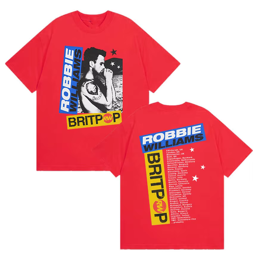 Robbie Williams Rw Album 2025 Merch T-shirt homme Hip Hop Rock gothique T-shirt à manches courtes un