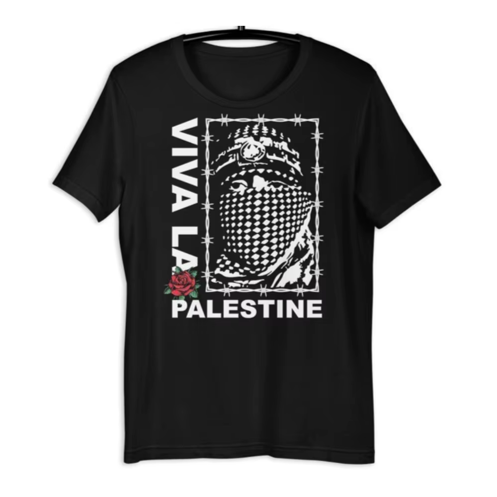 Palestine unisexe noir T-shirt Gaza T-shirt personnage graphique imprimé T-shirt Slogan imprimé t-sh