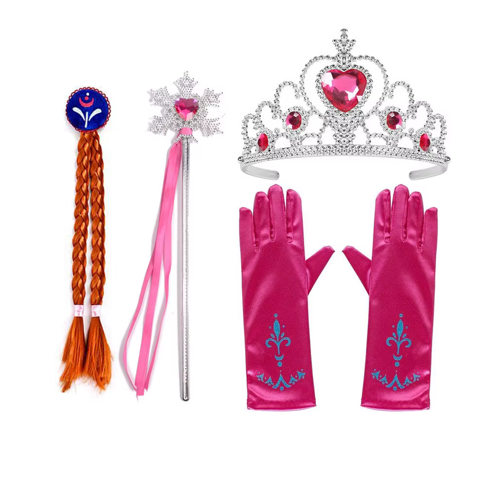 Robe Anna Fuchsia avec Cape pour enfants, déguisement de princesse de carnaval, vêtements de fête la