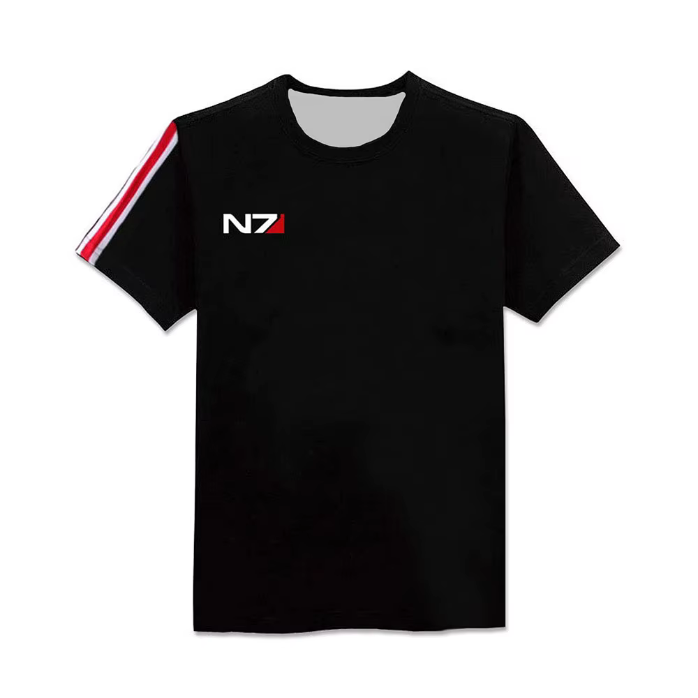 T-shirt pour homme Mass Effect N7 Armor, noir, costume de cosplay pour homme et femme, manches court