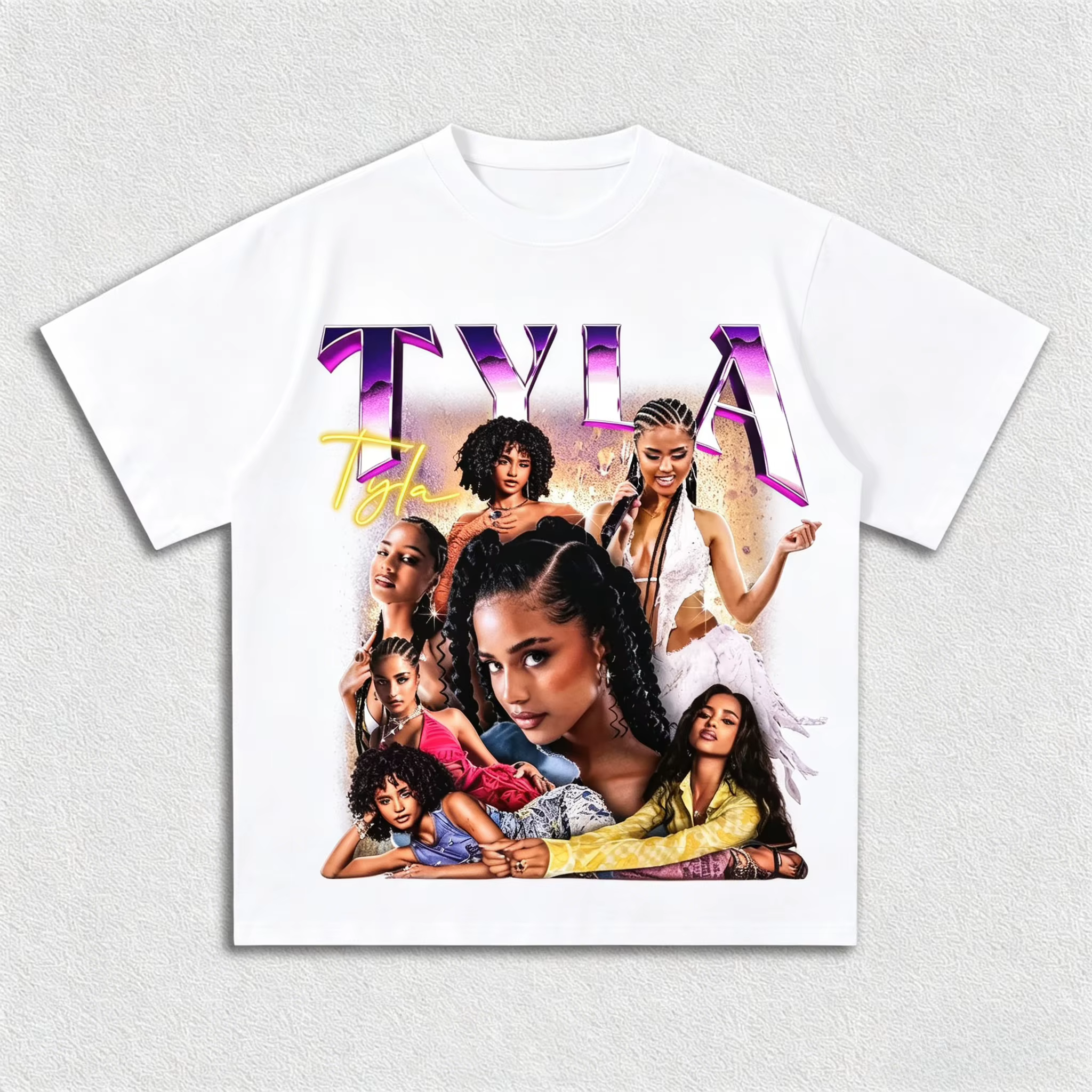 Tyla Collage Portrait Graphic T-Shirt Homme Femme Pop R&B Singer Fan Casual Streetwear Tee-shirt à m