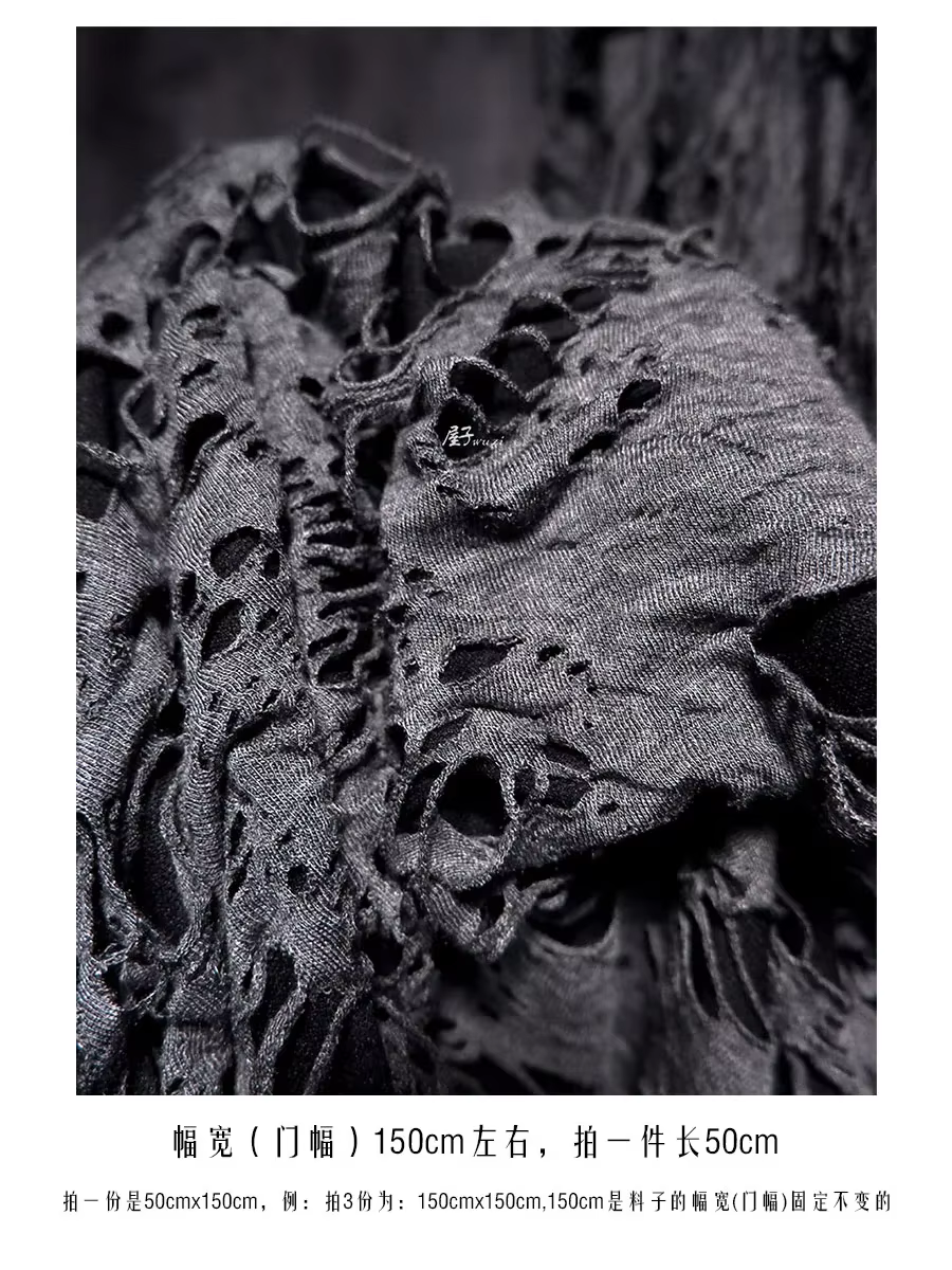 T-shirt style street punk en tissu tricoté double couche, texture jacquard vieillie, tissu de créate