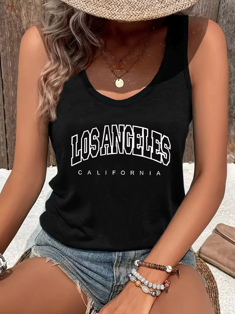 Los Angeles californie lettre impression gilet T-shirt T-shirt débardeur Sexy femmes sans manches co