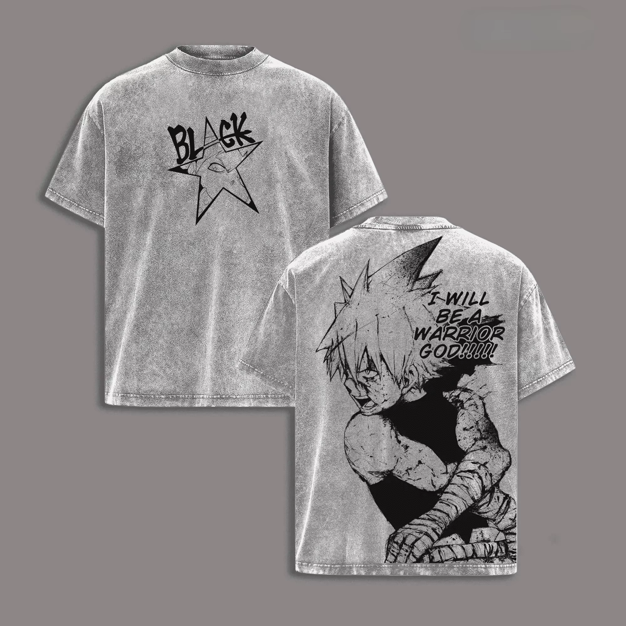 T-shirt Anime Soul Eater Black Star Tendance Y2K Vintage Lavé pour Hommes et Femmes – Vêtements d'Ét
