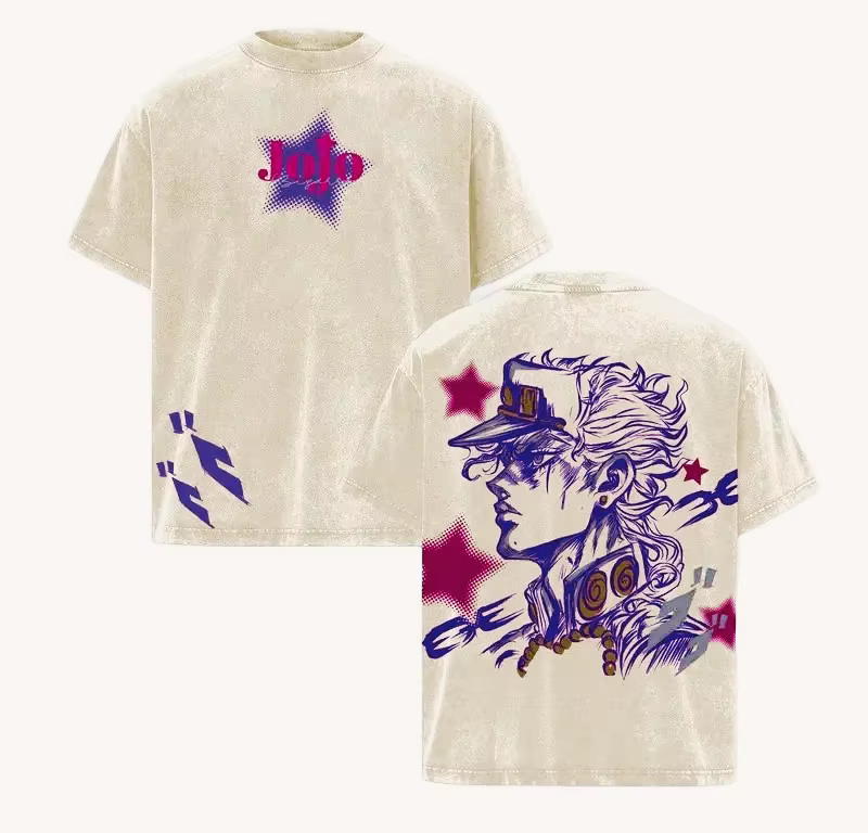 T-shirt Anime JoJo's Bizarre Adventure Kujo Jotaro pour Homme, Vêtement Vintage Manga Y2k, T-shirt L