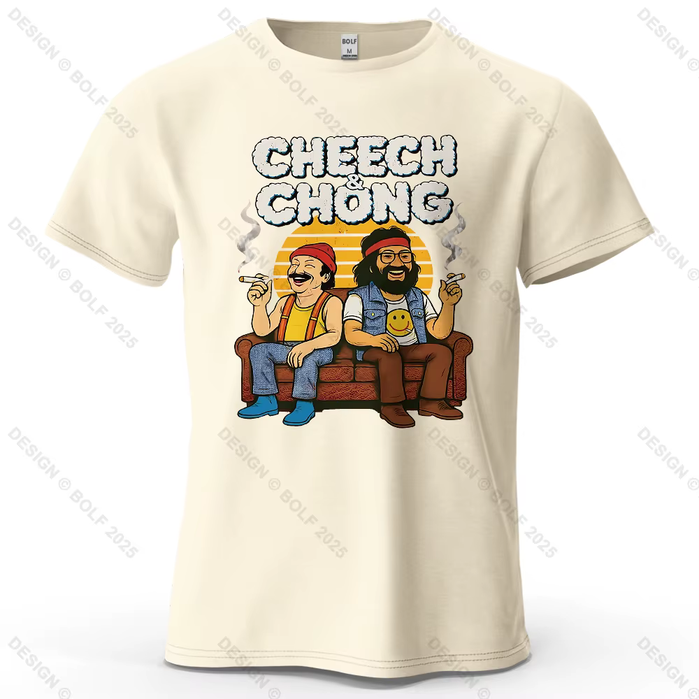 CHEECH & CHONG T-Shirt homme imprimé dessin animé 100% coton surdimensionné rétro drôle graphique t-