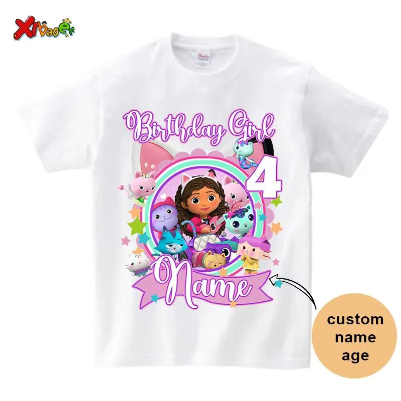 T-shirt pour fête d'anniversaire pour filles, tenues de famille assorties avec nom personnalisé pour