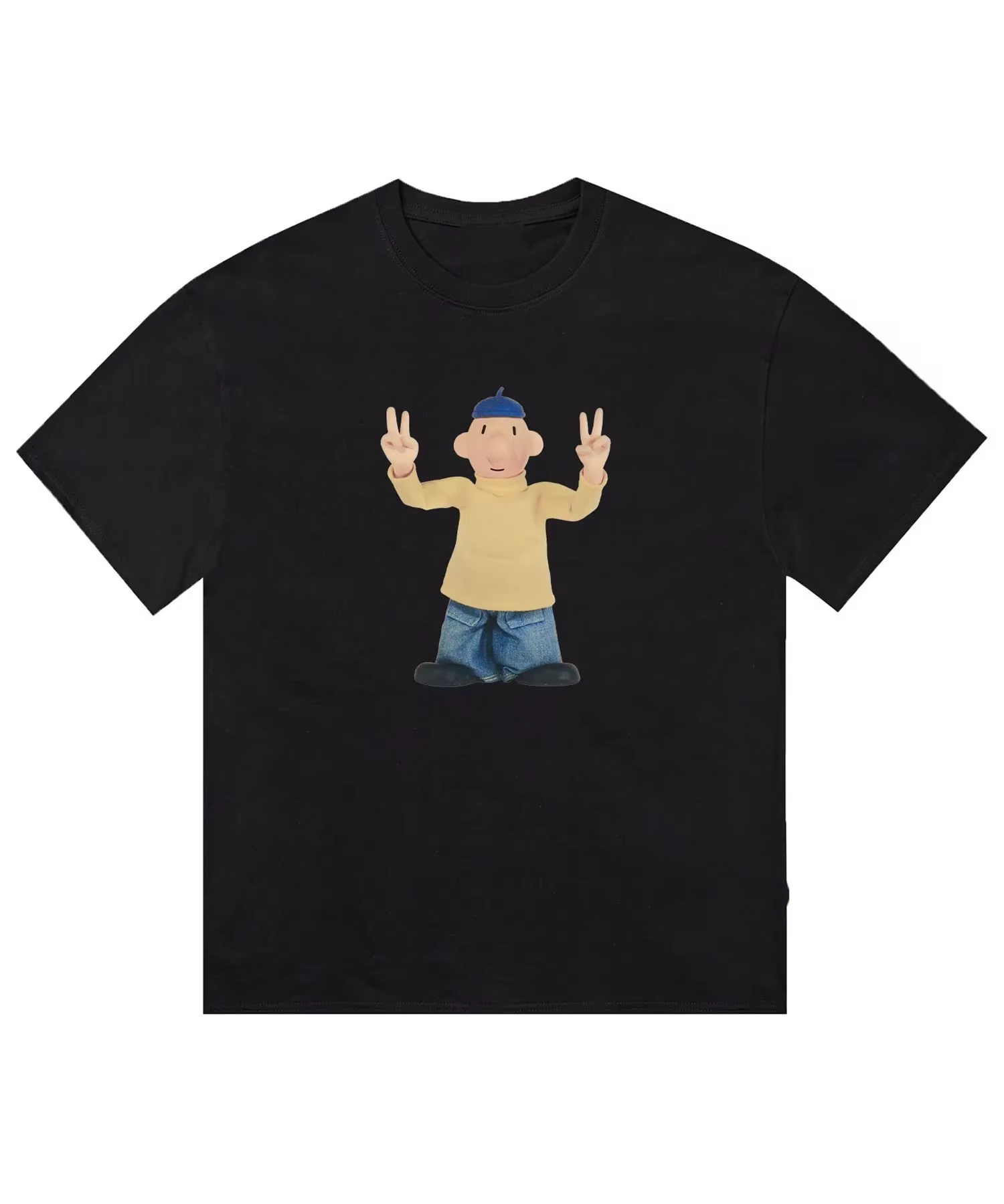 T-shirt à motif imprimé de personnages de dessins animés amusants, tendance de la mode, manches cour